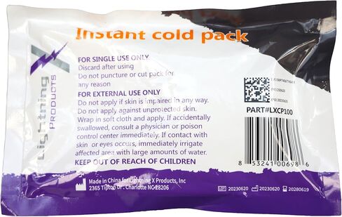 Lightning X Products Instant Cold Compress Ice Pack (Pack of 20), Emergency First Aid Cold Therapy for Injuries, 4.5x7 Inch, 100 Grams Each in Saudi Arabia