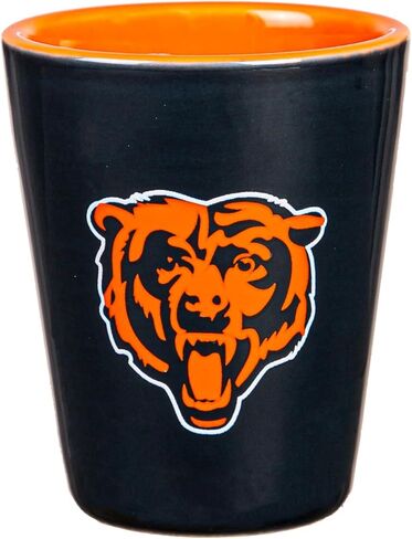 Team Sports America NFL Chicago Bears Shot Glass Gift Set – 4-Piece 2oz Ceramic & Glass Collector Cups, Football Barware for Vodka, Whiskey, Tequila, Espresso, Holiday Christmas Gift for Fans in Saudi Arabia