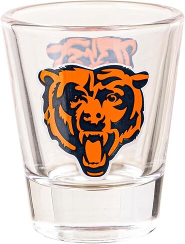 Team Sports America NFL Chicago Bears Shot Glass Gift Set – 4-Piece 2oz Ceramic & Glass Collector Cups, Football Barware for Vodka, Whiskey, Tequila, Espresso, Holiday Christmas Gift for Fans in Saudi Arabia