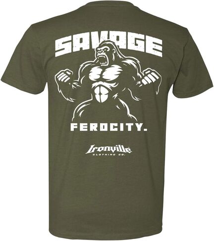 Ironville Savage Ferocity Gorilla Weightlifting Soft Blend T Shirt in Saudi Arabia