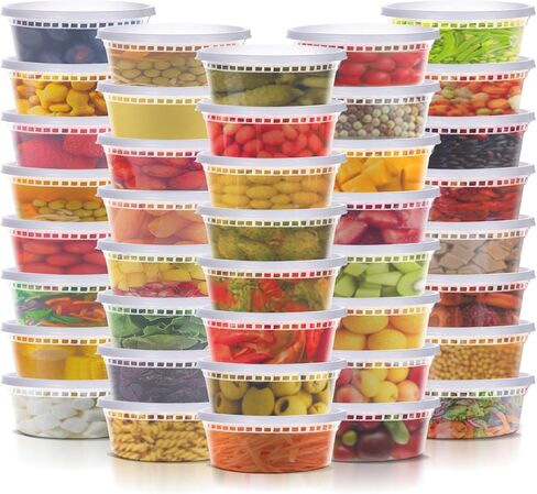 WGCC Deli Containers with Lids 48 Sets- Disposable Soup Containers 8oz, 16oz, 32oz - Plastic Containers with Lids, Food Container Leakproof, BPA Free/Microwave/Freezer/Dishwasher Safe in Saudi Arabia