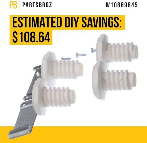 طقم تكديس ثنائي من PartsBroz W10869845 - متوافق مع Whirlpool وAmana وCrosley وMaytag غسالة ومجفف تحميل أمامي - يستبدل AP6047938، W10298318RP، PS12069913، W10298318 - مجموعة غسيل قابلة للتكديس in Saudi Arabia