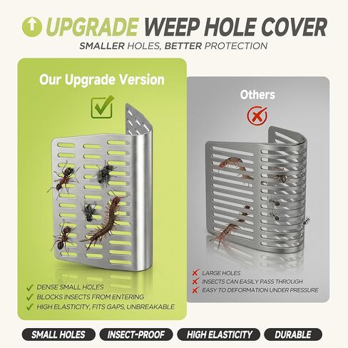 10 PCS Weep Hole Covers for Brick Walls,Stainless Steel Weep Holes Cover,Brick Weep Hole Screens,Weep Hole Inserts for Bricks,Flexible Spring Weep Hole Mesh to Keep Bugs,Critters and Pest Out in Saudi Arabia