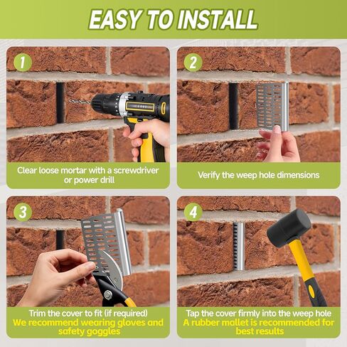 10 PCS Weep Hole Covers for Brick Walls,Stainless Steel Weep Holes Cover,Brick Weep Hole Screens,Weep Hole Inserts for Bricks,Flexible Spring Weep Hole Mesh to Keep Bugs,Critters and Pest Out in Saudi Arabia