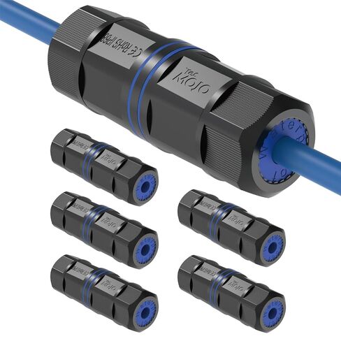 Tecmojo Waterproof Cat6 Coupler, IP68 Outdoor Ethernet Connector for CAT6/CAT5E/CAT5,Shielded RJ45 Ethernet Extender for IP Camera and PoE Device, 3.2in,6 Pack in Kuwait