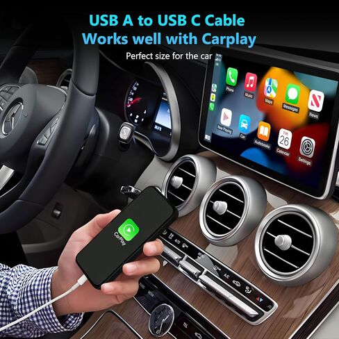كابل USB A إلى USB C، كابل Carplay للسيارة لهاتف iPhone 17 16 15 سلك شاحن، 3 عبوات [3FT+6FT+10FT] كابل شحن USB إلى USB C لسلك Apple 17 16 15 Pro/Pro Max/Plus Type C، من أجل Pixel، Galaxy، Note in Kuwait