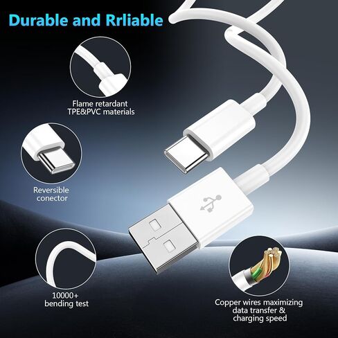 كابل USB A إلى USB C، كابل Carplay للسيارة لهاتف iPhone 17 16 15 سلك شاحن، 3 عبوات [3FT+6FT+10FT] كابل شحن USB إلى USB C لسلك Apple 17 16 15 Pro/Pro Max/Plus Type C، من أجل Pixel، Galaxy، Note in Kuwait