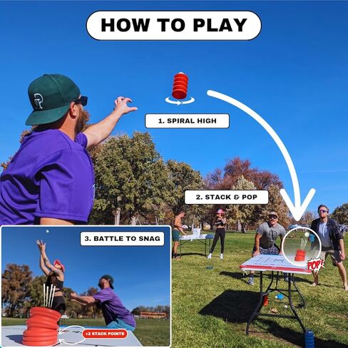 Stackpop, Blitz, Table Game, Outdoor Toss, Stack, Pop, and Catch, Outdoor Fun, Tailgating, Beach, Backyard, Football Blitz & Parties – Skilled, Active Game for Teens & Adults in Saudi Arabia