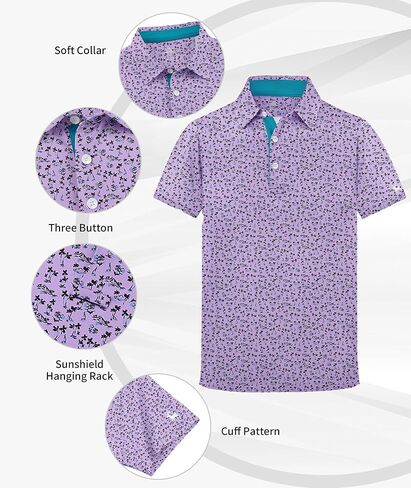 ZITY Boys Golf Polo Shirts Short Sleeve UPF 50+ Print Pattern Shirts for Youth Kids Funny School Uniform Collared T-Shirt in Saudi Arabia