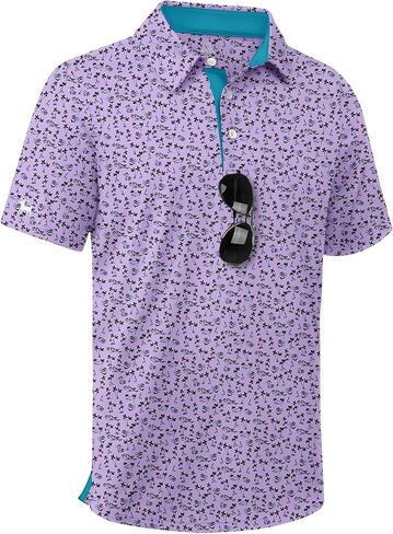 ZITY Boys Golf Polo Shirts Short Sleeve UPF 50+ Print Pattern Shirts for Youth Kids Funny School Uniform Collared T-Shirt in Saudi Arabia