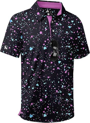 ZITY Boys Golf Polo Shirts Short Sleeve UPF 50+ Print Pattern Shirts for Youth Kids Funny School Uniform Collared T-Shirt in Saudi Arabia