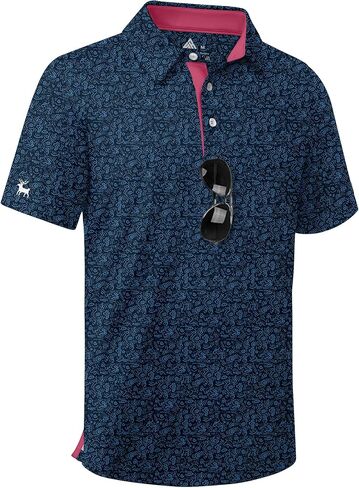 ZITY Boys Golf Polo Shirts Short Sleeve UPF 50+ Print Pattern Shirts for Youth Kids Funny School Uniform Collared T-Shirt in Saudi Arabia