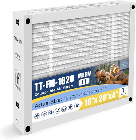 فلتر هواء بديل 16x20x4 متوافق مع TopTech TT-FM-1620QB، من أجل TechPure TT-MAC-1722 قابل للطي (عبوة واحدة) in Kuwait
