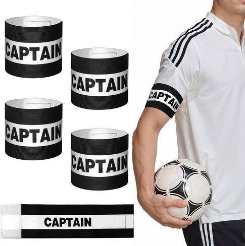 Yuanchu 4 Pack Soccer Captain Armband, Classic Sports Arm Band Unisex Captains Bands Elastic Adjustable in Saudi Arabia