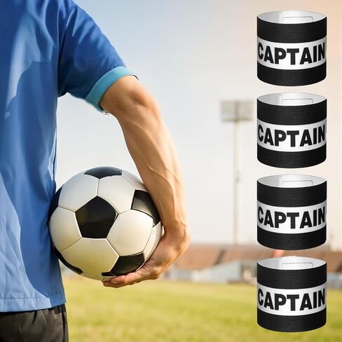 Yuanchu 4 Pack Soccer Captain Armband, Classic Sports Arm Band Unisex Captains Bands Elastic Adjustable in Saudi Arabia