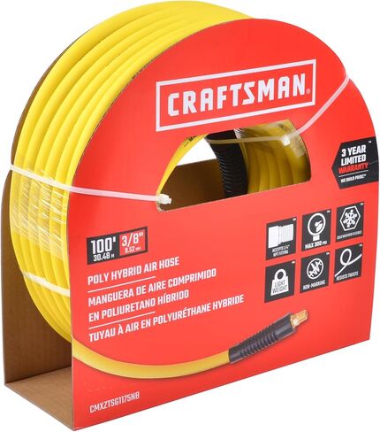خرطوم هواء بولي هجين مقاس 3/8 بوصة × 100 قدم من CRAFTSMAN، 300 رطل لكل بوصة مربعة، مرن مع مقيدات الانحناء، سطح غير قابل للتشوه in Saudi Arabia