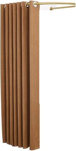 U-Shaped Wall Mounted Fitting Room with Privacy Curtain, Mobile Changing Screen Partition for Clothing Stores Dressing Room(Brown,100 * 100cm) in Saudi Arabia