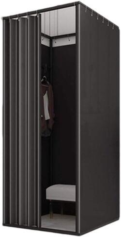 Movable Square Dressing Room with Blackout Curtains and hooksSuitable for Fitting Rooms,officesandshopping malls Dressing Room(Black,85X85X200CM) in Saudi Arabia