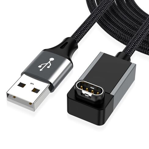 AGVEE 2 Pack 3.3ft Charger for Garmin Watch, L-Shape Zero Gap Charging Cable for Fenix, Forerunner, Vivoactive, Instinct, Venu, Tactix, Approach, D2, Quatix Series, Right Angle Braided, Dark Gray in Saudi Arabia