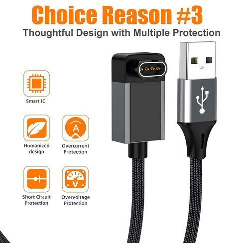 AGVEE 2 Pack 3.3ft Charger for Garmin Watch, L-Shape Zero Gap Charging Cable for Fenix, Forerunner, Vivoactive, Instinct, Venu, Tactix, Approach, D2, Quatix Series, Right Angle Braided, Dark Gray in Saudi Arabia