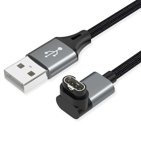 AGVEE 2 Pack 3.3ft Charger for Garmin Watch, L-Shape Zero Gap Charging Cable for Fenix, Forerunner, Vivoactive, Instinct, Venu, Tactix, Approach, D2, Quatix Series, Right Angle Braided, Dark Gray in Saudi Arabia