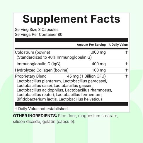 Micro Ingredients Bovine Colostrum 1,000 mg Per Serving, 240 Capsules | 40% IgG with Collagen & Probiotics | Colostrum Supplement with 10 Probiotic Strains | Non-GMO, Gluten Free in Saudi Arabia