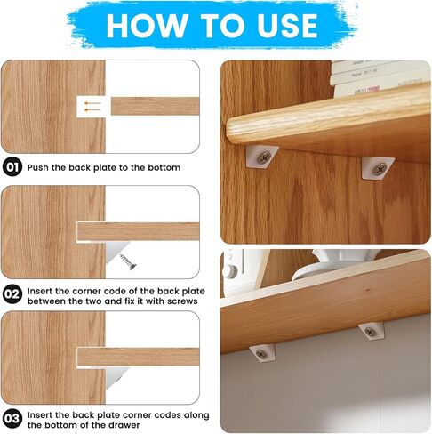 50 Pcs Drawer Angle with Screws Code Bracket Fastener, Plastic Furniture Bottom Sagging Repair Fixing Mending Wedges in Saudi Arabia
