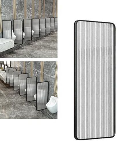 Translucent Tempered Glass Urinal Partition Screen with Metal Frame, Wall-Mounted Privacy Divider for Public Restrooms, Space-Saving Design, 120cm Height, Single Panel in Saudi Arabia
