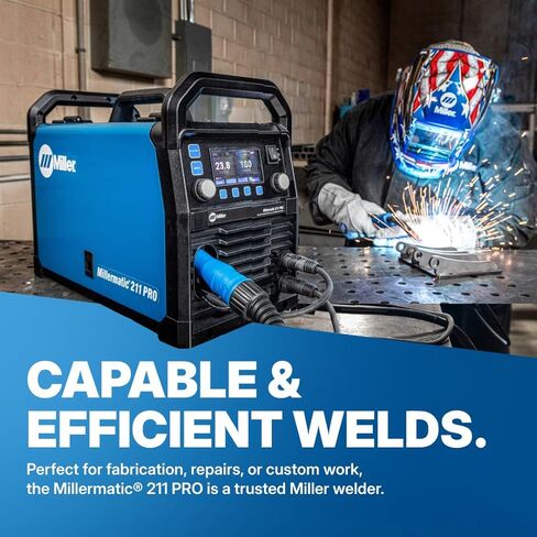 Millermatic 211 PRO MIG Welder Machine - Dual-Voltage Portable Flux Core Welder with Auto-Set & Spool Gun Detection - Aluminum, Mild & Stainless Steel Welding Machine - Wire Feed Gas Welder in Saudi Arabia