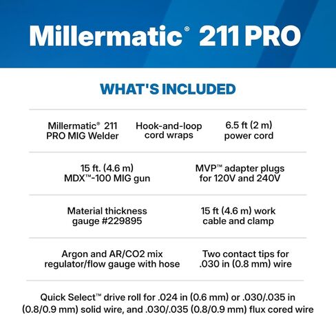 Millermatic 211 PRO MIG Welder Machine - Dual-Voltage Portable Flux Core Welder with Auto-Set & Spool Gun Detection - Aluminum, Mild & Stainless Steel Welding Machine - Wire Feed Gas Welder in Saudi Arabia