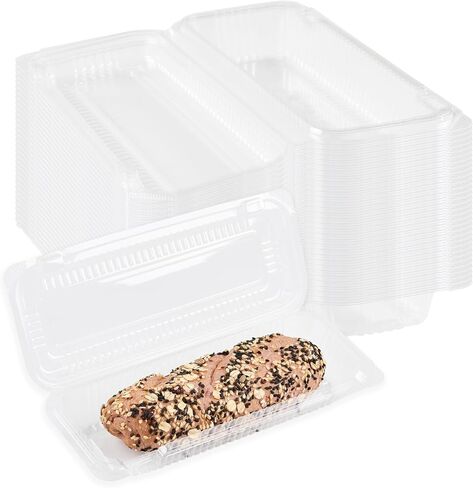 Restaurantware Plastic Clamshell Containers 100 Count 8.46 x 3.46 x 1.57 Inches Stackable Rectangular Food Packaging Hinged Lid Clear in Saudi Arabia