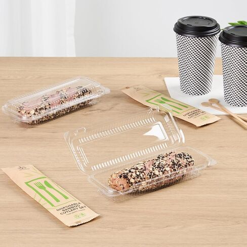 Restaurantware Plastic Clamshell Containers 100 Count 8.46 x 3.46 x 1.57 Inches Stackable Rectangular Food Packaging Hinged Lid Clear in Saudi Arabia