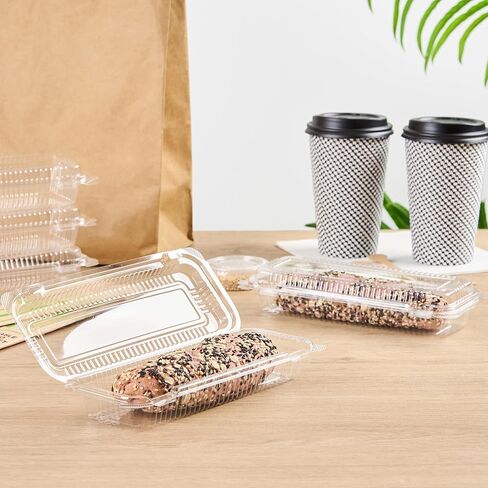 Restaurantware Plastic Clamshell Containers 100 Count 8.46 x 3.46 x 1.57 Inches Stackable Rectangular Food Packaging Hinged Lid Clear in Saudi Arabia