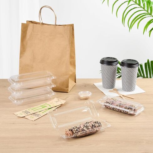 Restaurantware Plastic Clamshell Containers 100 Count 8.46 x 3.46 x 1.57 Inches Stackable Rectangular Food Packaging Hinged Lid Clear in Saudi Arabia