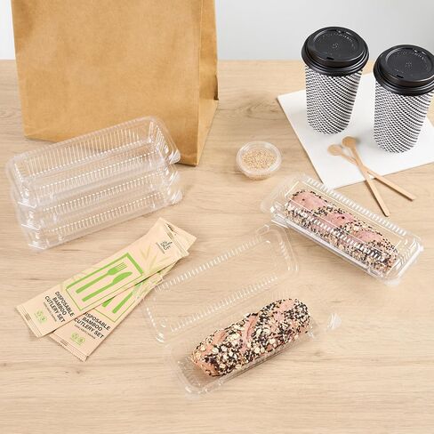Restaurantware Plastic Clamshell Containers 100 Count 8.46 x 3.46 x 1.57 Inches Stackable Rectangular Food Packaging Hinged Lid Clear in Saudi Arabia