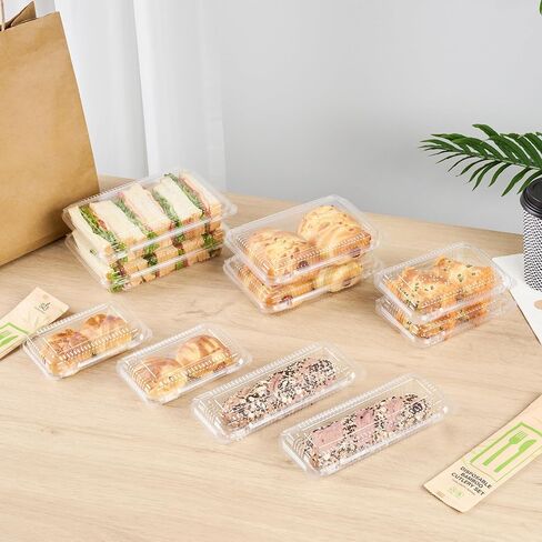 Restaurantware Plastic Clamshell Containers 100 Count 8.46 x 3.46 x 1.57 Inches Stackable Rectangular Food Packaging Hinged Lid Clear in Saudi Arabia