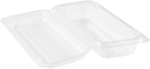 Restaurantware Plastic Clamshell Containers 100 Count 8.46 x 3.46 x 1.57 Inches Stackable Rectangular Food Packaging Hinged Lid Clear in Saudi Arabia