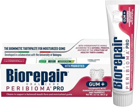 BIOREPAIR Peribioma Pro - Hydroxyapatite Toothpaste for Daily Use, Fluoride Free Toothpaste for Healthy Mouth & Gums, Helps Prevents Plaque Formation, Oral Care Adults & Kids, 3.39 Oz Made in Italy in Saudi Arabia