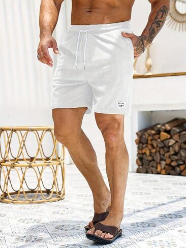 Men's Lightweight Drawstring Casual Shorts, Comfortable Short with Elastic Waistband and Pockets in Saudi Arabia