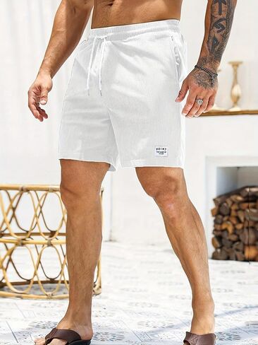 Men's Lightweight Drawstring Casual Shorts, Comfortable Short with Elastic Waistband and Pockets in Saudi Arabia