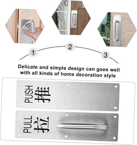 POPETPOP 1set Stainless Steel Door Pull Plate Handle for Commercial Use Push Handle for Elegant Design for Restaurants Bars and in Saudi Arabia