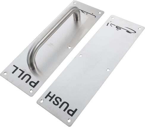 2pcs Heavy Duty Stainless Steel Pull Handle Push Plate Door Handle for Barn Shed and Fire Doors Easy Installation Sleek Design Silver Finish in Saudi Arabia