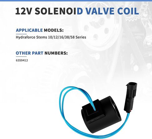 6359412 Solenoid Valve Coil 12V Compatible with Hydraforce Stems 10/12/16/38/58 Series 5/8 Inch Hole, Replacement 6359412 in Saudi Arabia