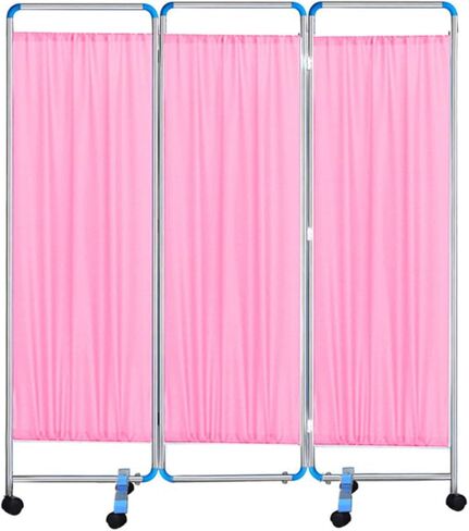 3-6 Panels Ward Partition,Stainless Steel Privacy Screen,Foldable Room Divider with Lockable Wheels,for Office Beauty Salons Hospitals(Color 3,4-Panel) in Saudi Arabia