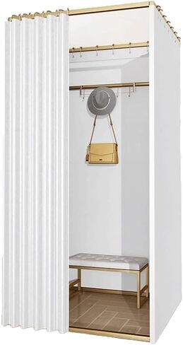 Portable Fitting Room with Shading Curtain, Foldable Privacy Dressing Room for Clothing Stores & Temporary Locker Use Dressing Room(White,100x80x200cm) in Saudi Arabia