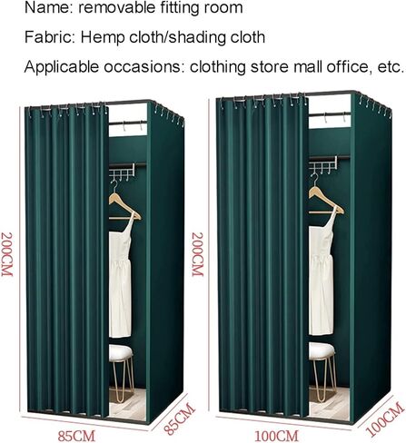 Square Fitting Room with Shading Curtain, Easy Assemble Privacy Protection for Clothing Stores & Shopping Malls Dressing Room(Pink,85x85x200cm) in Saudi Arabia