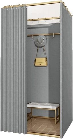 Portable Fitting Room with Shading Curtain, Foldable Privacy Dressing Room for Clothing Stores & Temporary Locker Use Dressing Room(Grey,100x80x200cm) in Saudi Arabia
