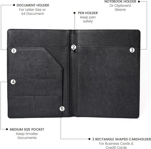 Handmade Premium Grain Leather File Cover for Men and Women - Letter Size Document File Organiser for Resumes, CVS, and Important Papers in Saudi Arabia