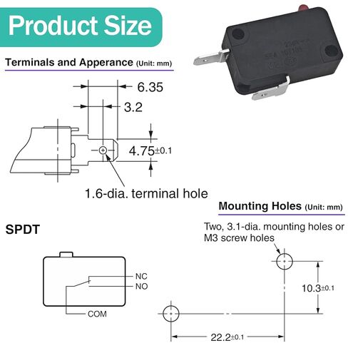 V-15-2C26-K Snap Action Micro Switch (Pack of 8) - 15A 125/250VAC Normally Closed (NC) Switch Replacement for OMRON Shurflo 2088 Series Pump in Saudi Arabia