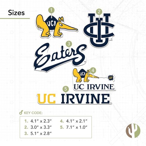 Desert Cactus University of California Irvine Sticker Anteaters UCI Eatersr Vinyl Decals Laptop Water Bottle Car Scrapbook Sheet T2 (Type 2-3) in Saudi Arabia